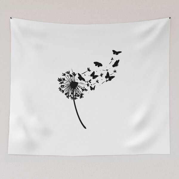 Item preview, A Black Blowball Dandelion With Butterflies Make A Wish designed and sold by Paulina Vanlife.