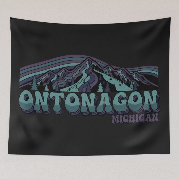 Item preview, Ontonagon, Michigan Retro Mountain designed and sold by TheOldMittenIllustrated.