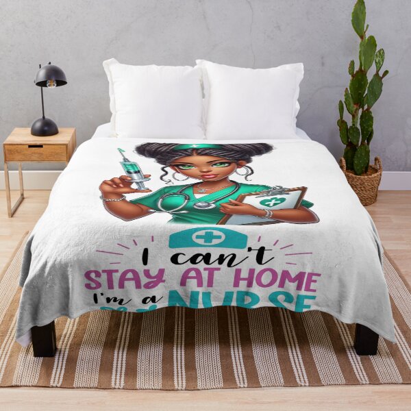 Item preview, I Can’t Stay at Home I’m a Nurse | Melanin Nurse Illustration designed and sold by Lulunza.