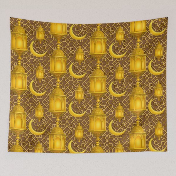 Item preview, "Ramadan Night" Golden Lanterns, Moon & Geometric Art (V.1) designed and sold by D-Islamic.