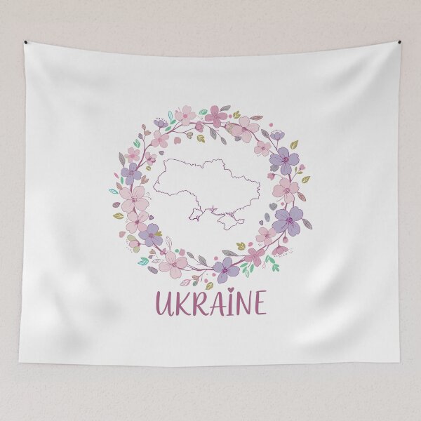 Item preview, Ukraine Map in Floral Wreath with Text designed and sold by RGShirtWorks.