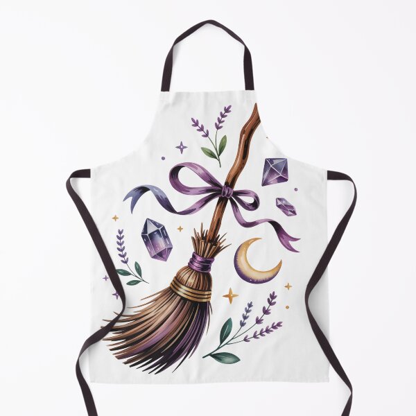 Item preview, Witch's Broomstick Art - Purple Jewel Tone Watercolor Witchy Decor designed and sold by Random Candy Studio.