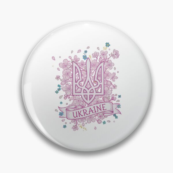 Item preview, Floral Ukrainian Trident with 'Ukraine' Banner and Sakura Blossoms designed and sold by RGShirtWorks.