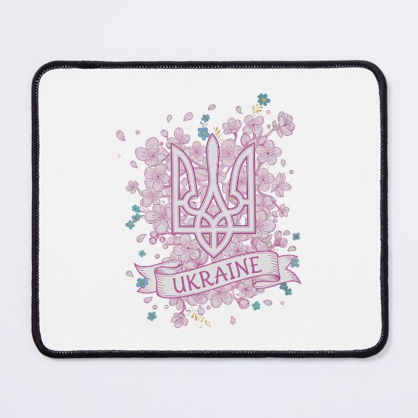 Item preview, Floral Ukrainian Trident with 'Ukraine' Banner and Sakura Blossoms designed and sold by RGShirtWorks.