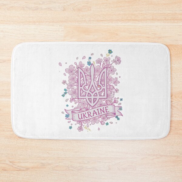 Item preview, Floral Ukrainian Trident with 'Ukraine' Banner and Sakura Blossoms designed and sold by RGShirtWorks.