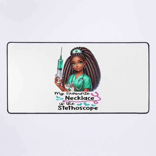 Item preview, My Favorite Necklace Is the Stethoscope | Melanin Nurse Design designed and sold by Lulunza.