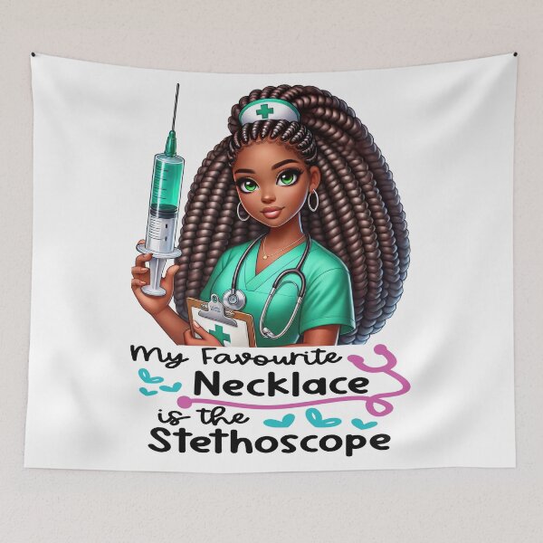 Item preview, My Favorite Necklace Is the Stethoscope | Melanin Nurse Design designed and sold by Lulunza.