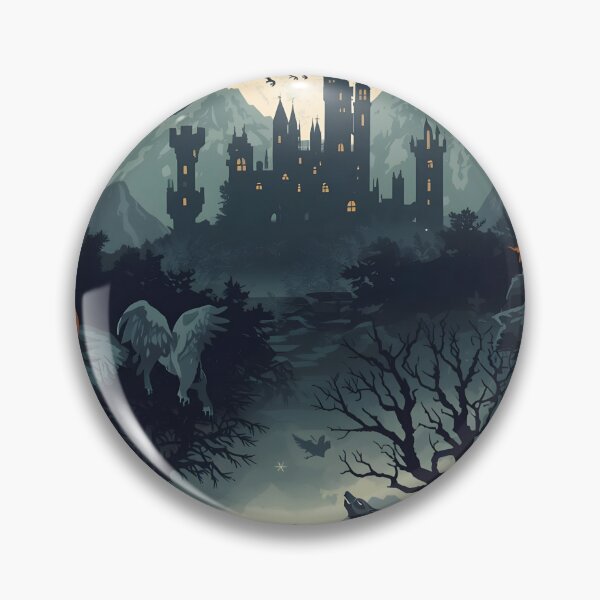Item preview, Gothic Castle Under Full Moon with Dragon Silhouette and Werewolf designed and sold by MoonlitDoodles1.