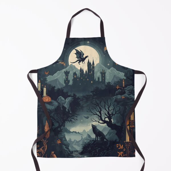 Item preview, Gothic Castle Under Full Moon with Dragon Silhouette and Werewolf designed and sold by MoonlitDoodles1.