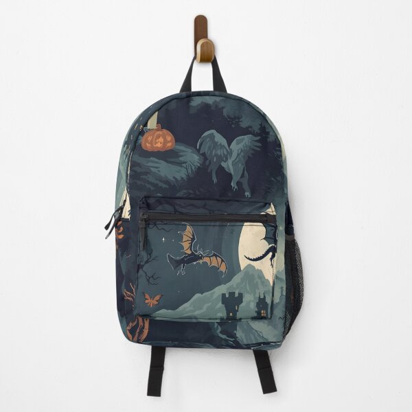 Item preview, Gothic Castle Under Full Moon with Dragon Silhouette and Werewolf designed and sold by MoonlitDoodles1.