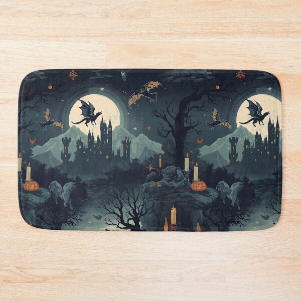 Item preview, Gothic Castle Under Full Moon with Dragon Silhouette and Werewolf designed and sold by MoonlitDoodles1.