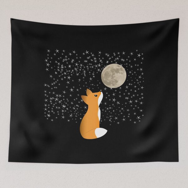 Item preview, A Cute Fox Watching The Moon Winter Wonderland designed and sold by Paulina Vanlife.