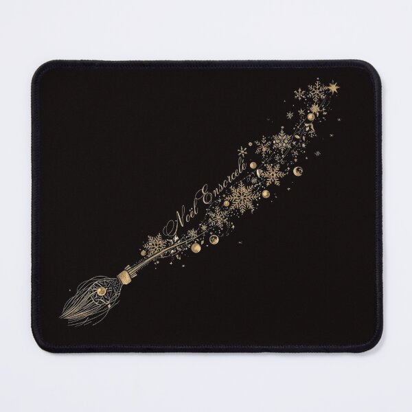 Item preview, Enchanted Christmas Magic Golden Broom Sparkling Snowflakes designed and sold by LixysTempo.