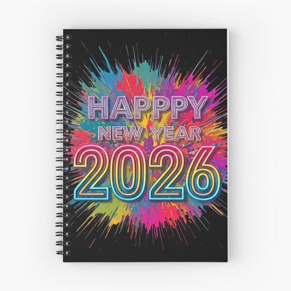 Item preview, Vibrant Neon Happy New Year 2026 with Colorful Paint Splatter Background designed and sold by PixelVibe782.