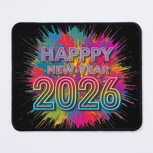 Item preview, Vibrant Neon Happy New Year 2026 with Colorful Paint Splatter Background designed and sold by PixelVibe782.