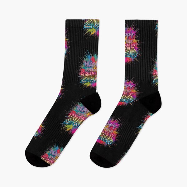 Item preview, Vibrant Neon Happy New Year 2026 with Colorful Paint Splatter Background designed and sold by PixelVibe782.