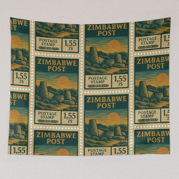 Item preview, Vintage Zimbabwe Postage Stamp – Great Zimbabwe Ruins Retro Travel Design designed and sold by Travellerz.
