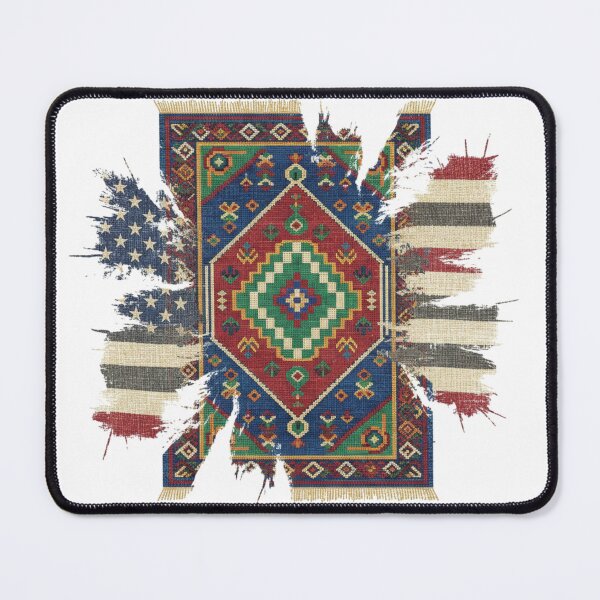 Item preview, Moroccan Berber Rug American Flag Distressed Fusion Art | Boho Kilim designed and sold by designwiss.