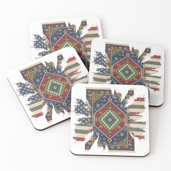 Item preview, Moroccan Berber Rug American Flag Distressed Fusion Art | Boho Kilim designed and sold by designwiss.