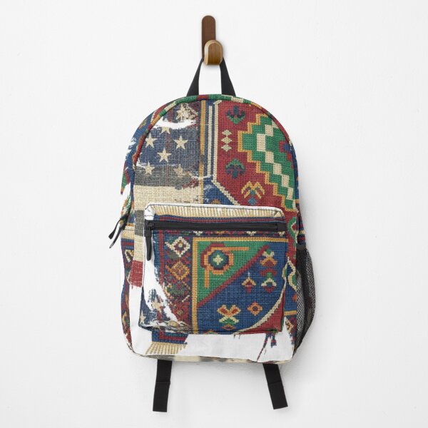 Item preview, Moroccan Berber Rug American Flag Distressed Fusion Art | Boho Kilim designed and sold by designwiss.