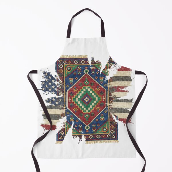 Aperçu de l'œuvre Moroccan Berber Rug American Flag Distressed Fusion Art | Boho Kilim créée et vendue par designwiss.