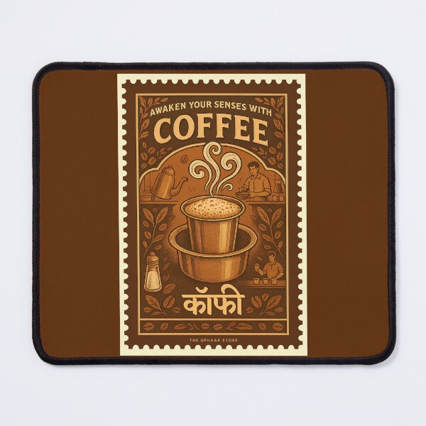 Item preview, Vintage South Indian Filter Coffee Illustration – Steaming Steel Tumbler & Dabara Art (कॉफी Typography) designed and sold by The Uphaar Store.
