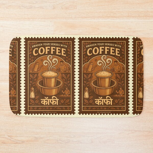 Item preview, Vintage South Indian Filter Coffee Illustration – Steaming Steel Tumbler & Dabara Art (कॉफी Typography) designed and sold by The Uphaar Store.