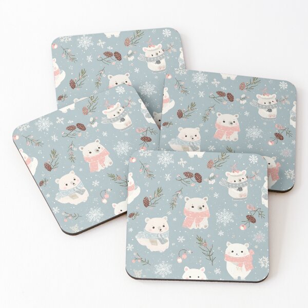 Item preview, Adorable Winter Polar Bear Seamless Pattern with Snowflakes and Hot Cocoa designed and sold by MoonlitDoodles1.