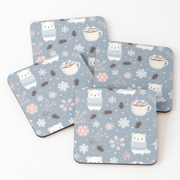 Item preview, Charming Polar Bear Sweater Seamless Pattern with Hot Cocoa and Pine Cones designed and sold by MoonlitDoodles1.