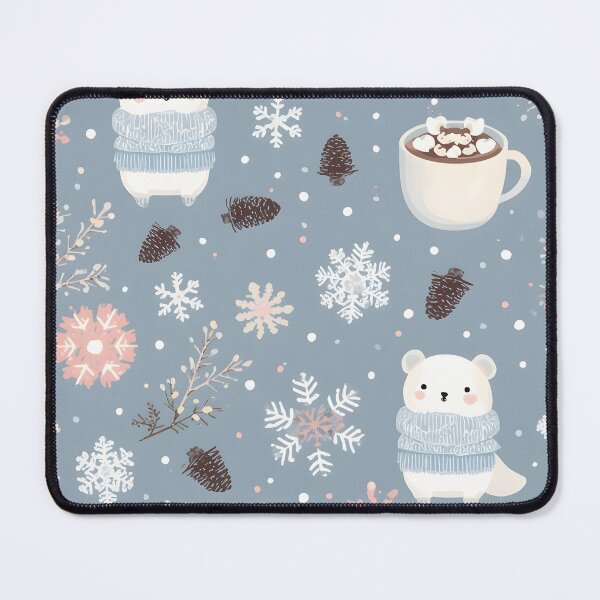 Item preview, Charming Polar Bear Sweater Seamless Pattern with Hot Cocoa and Pine Cones designed and sold by MoonlitDoodles1.