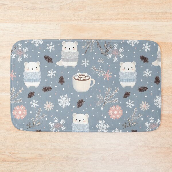 Item preview, Charming Polar Bear Sweater Seamless Pattern with Hot Cocoa and Pine Cones designed and sold by MoonlitDoodles1.