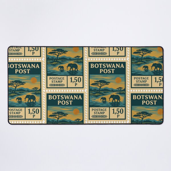 Item preview, Vintage Botswana Postage Stamp – African Elephants at Sunset Retro Design designed and sold by Travellerz.