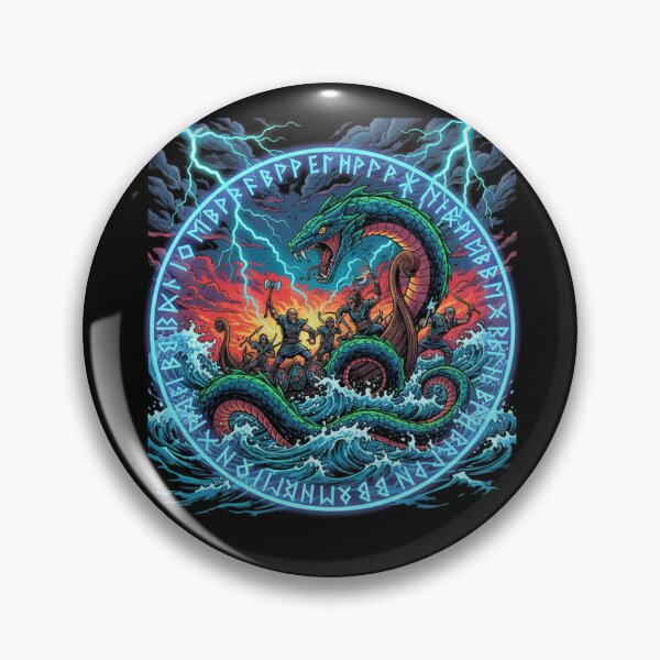 Item preview, Jormungandr Sea Serpent Battle – Viking Mythology Artwork designed and sold by Mythic Tide.