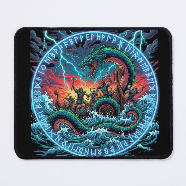 Item preview, Jormungandr Sea Serpent Battle – Viking Mythology Artwork designed and sold by Mythic Tide.