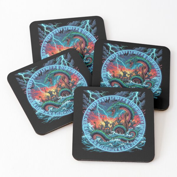 Item preview, Jormungandr Sea Serpent Battle – Viking Mythology Artwork designed and sold by Mythic Tide.