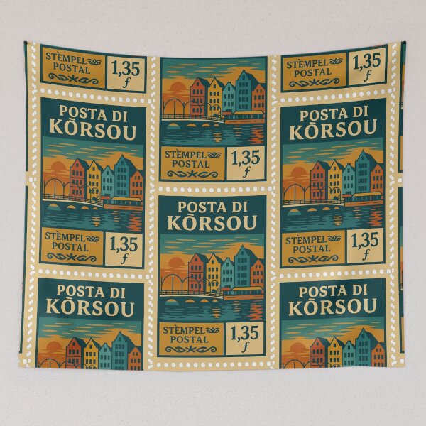 Item preview, Vintage Curaçao Postage Stamp – Willemstad Waterfront Retro Travel Design designed and sold by Travellerz.