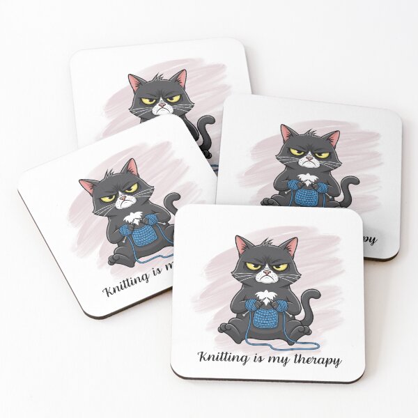 Item preview, Grumpy Knitting Cat | Funny Gift for Knitters, Yarn Lovers & Cat Owners designed and sold by marta-print.
