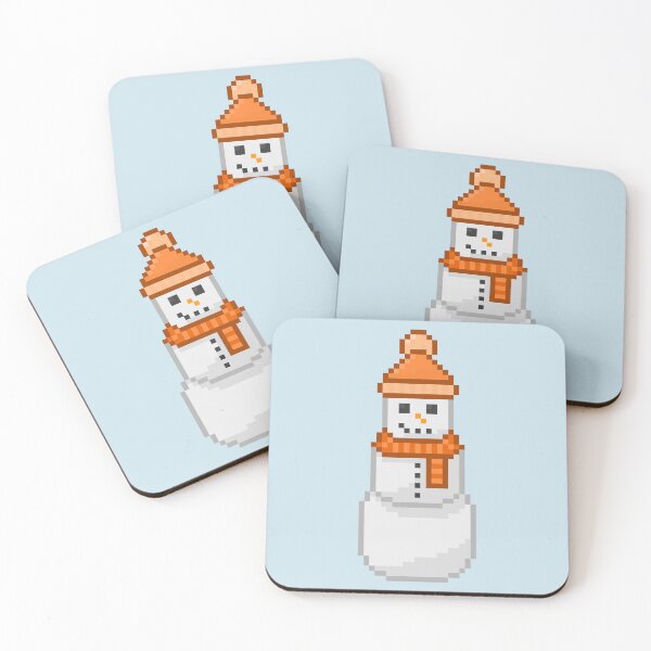 Item preview, Pixel Snowperson With Orange Hat & Scarf designed and sold by Lilac-Cat.