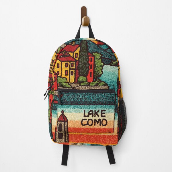 Item preview, Lake Como Italy Woven Folk Art Travel Poster designed and sold by TuncGK.