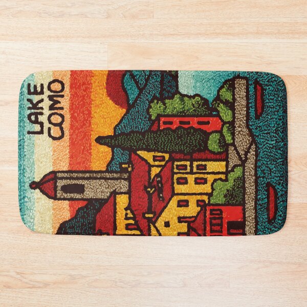 Item preview, Lake Como Italy Woven Folk Art Travel Poster designed and sold by TuncGK.