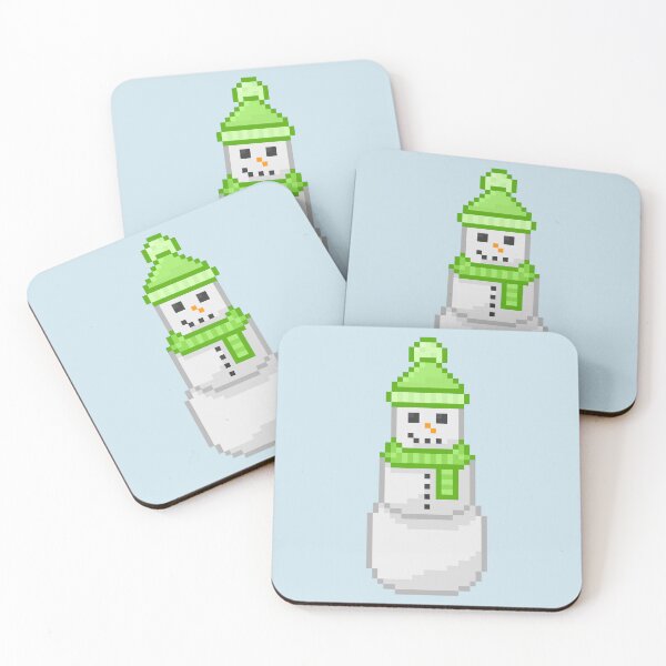 Item preview, Pixel Snowperson With Lime Green Hat & Scarf designed and sold by Lilac-Cat.