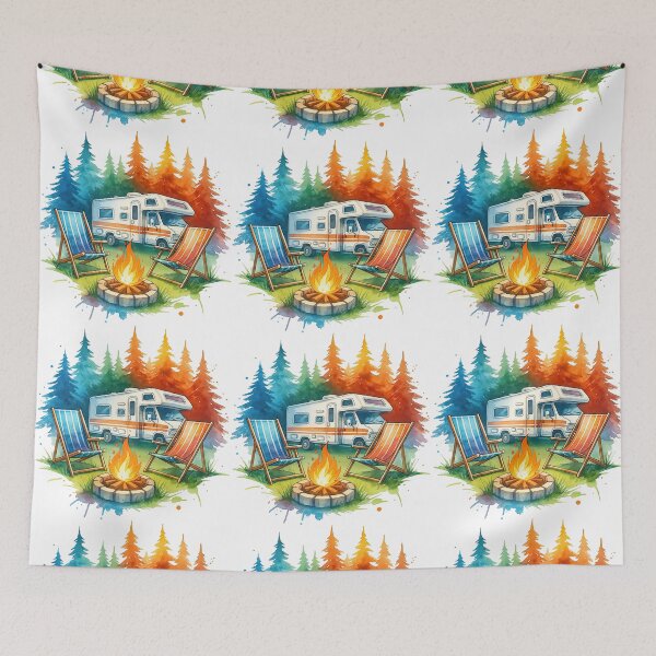 Item preview, Cozy Camper Van and Campfire Scene designed and sold by ArtfulWeave.
