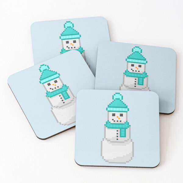Item preview, Pixel Snowperson With Cyan Hat & Scarf designed and sold by Lilac-Cat.