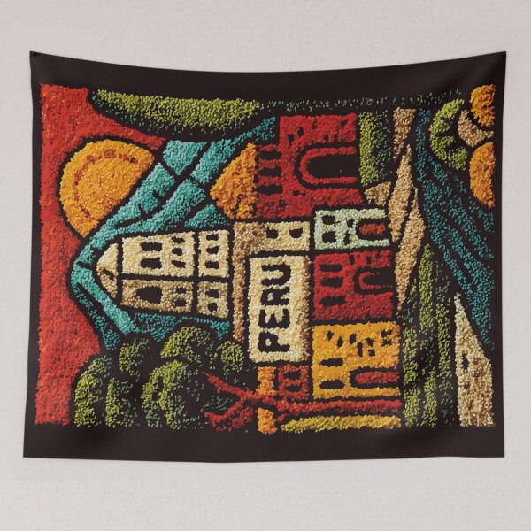 Item preview, Peru Andes Village Woven Folk Art Poster designed and sold by TuncGK.