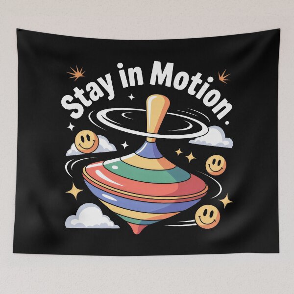 Item preview, Retro-Inspired Spinning Top with Happy Emojis and Motivational Arch Text designed and sold by SplashTastic.