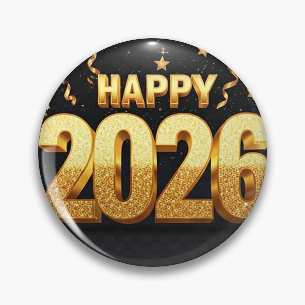 Item preview, Luxurious Gold 3D HAPPY 2026 Graphic with Glitter, Stars, and Ribbons designed and sold by PixelVibe782.