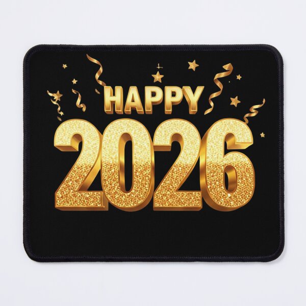 Item preview, Luxurious Gold 3D HAPPY 2026 Graphic with Glitter, Stars, and Ribbons designed and sold by PixelVibe782.