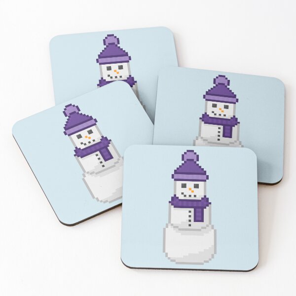 Item preview, Pixel Snowperson With Purple Hat & Scarf designed and sold by Lilac-Cat.
