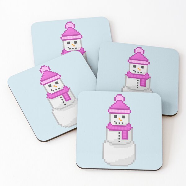Item preview, Pixel Snowperson With Pink Hat & Scarf designed and sold by Lilac-Cat.