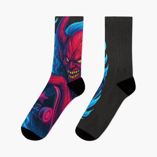 Item preview, Neon Demon Skater – Cyberpunk Devil Rider designed and sold by Thaivi Design.